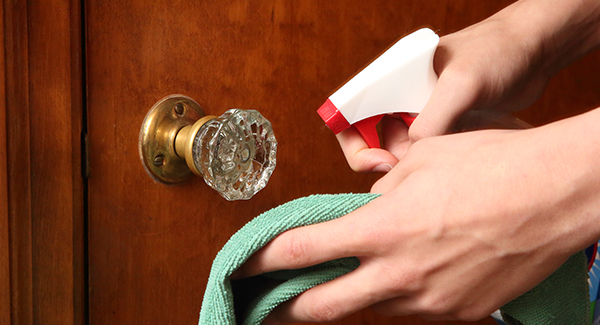 Disinfecting most touched areas to kill germs