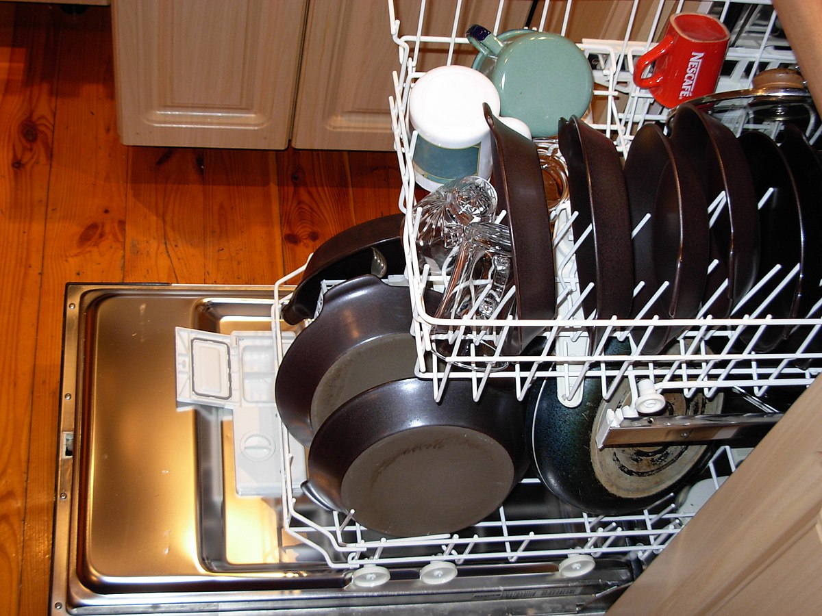 put dishes in dishwasher to clean the kitchen fast