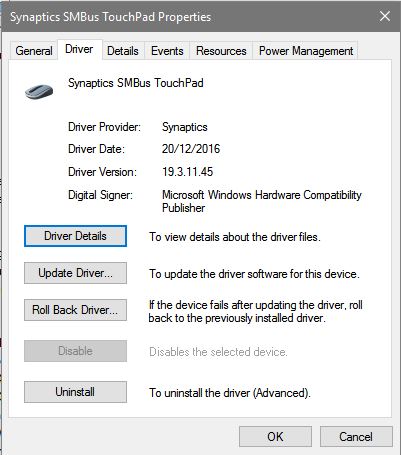 updating touchpad drivers