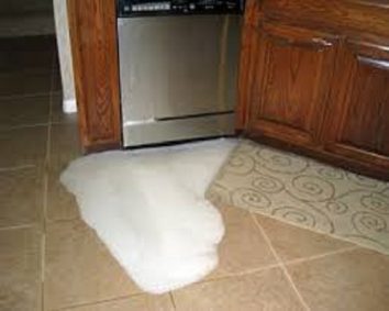 The fixing of a dishwasher that leaks onto the floor