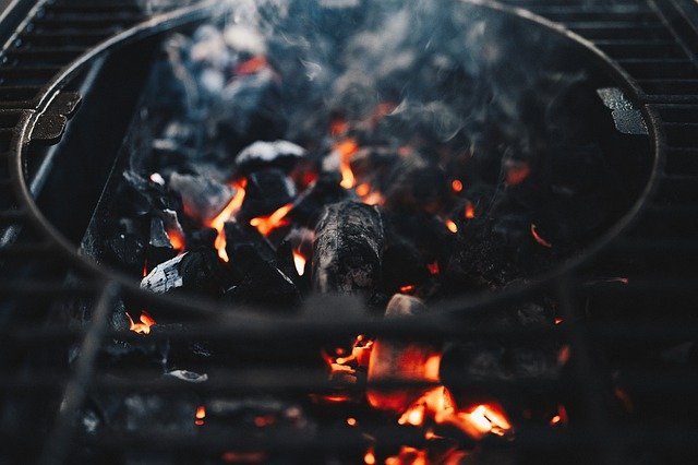 charcoal barbecue burning