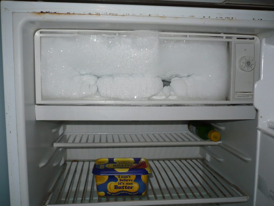A direct cool freezer with ice