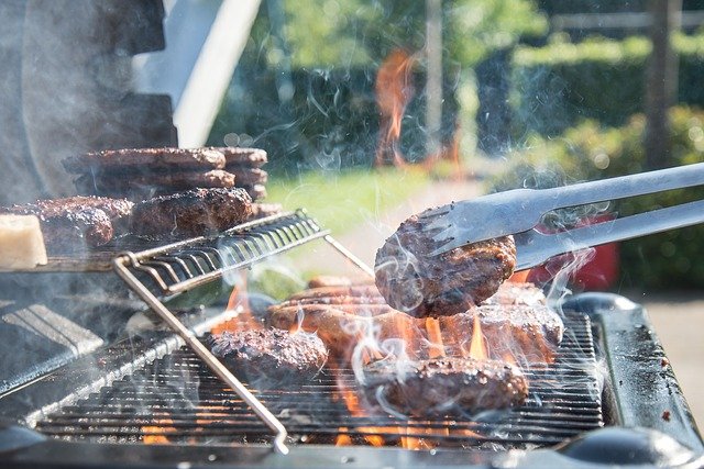 Barbecue with grilling meat