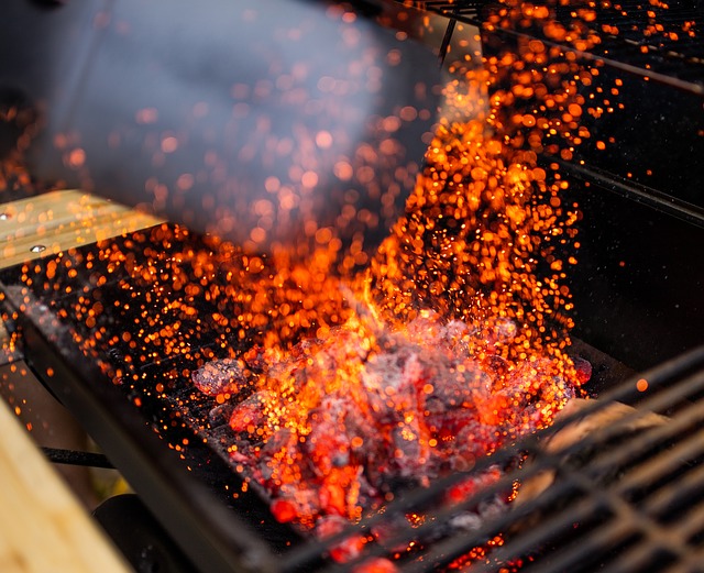 putting charcoal in barbecue