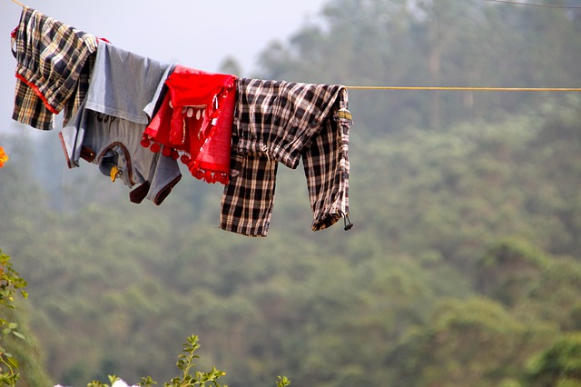 clothes air drying on rope