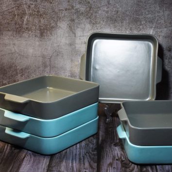 oven pans grey and blue colour